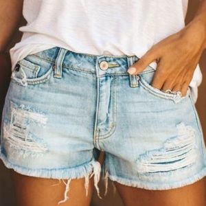 KanCan Distressed Light Washed Shorts